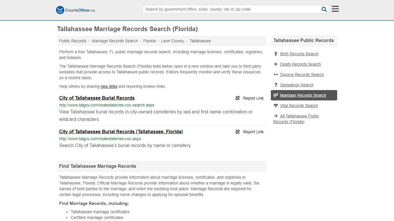 Tallahassee Marriage Records Search (Florida) - County Office