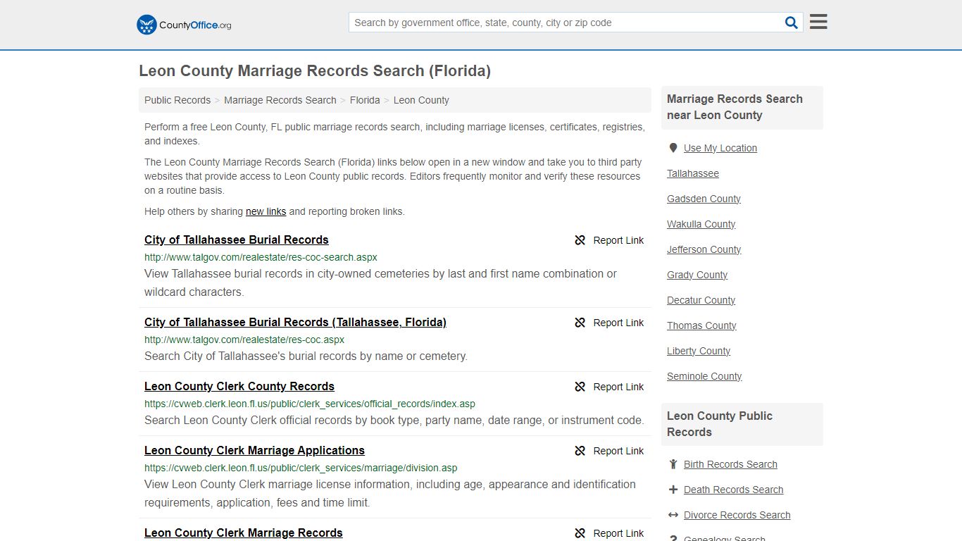 Leon County Marriage Records Search (Florida) - County Office